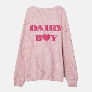 NWT Dairy Boy Bubblegum Camo Pink Puff Logo Crewneck